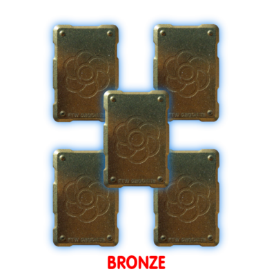 Five Bronze Colored Orgone Phone Shields
