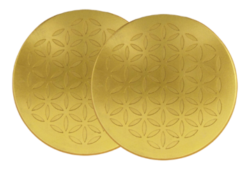 Set of Two Orgone Charge Plates Brass Finish