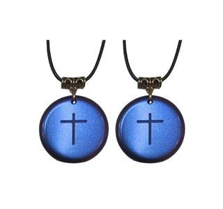 Set of 2 Blue Color Cross Pendants