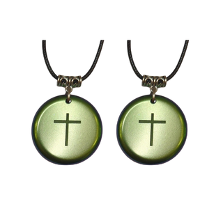 Set of 2 Green Color Cross Pendants