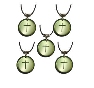 Set of 5 Green Color Cross Pendants
