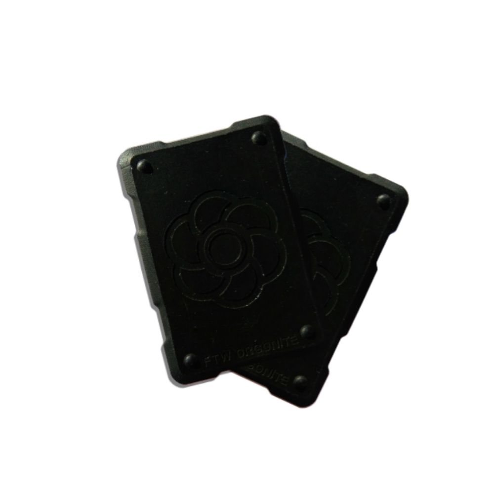 Set of two Harmonic Shields, FTW handcrafted orgonite phone stickers in black