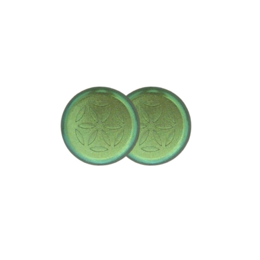 2 garden pucks, FTW handcrafted orgonite in holographic green