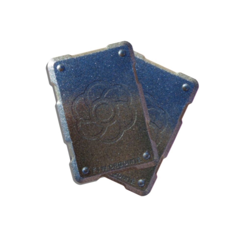 Set of two Harmonic Shields, FTW handcrafted orgonite phone stickers in silver