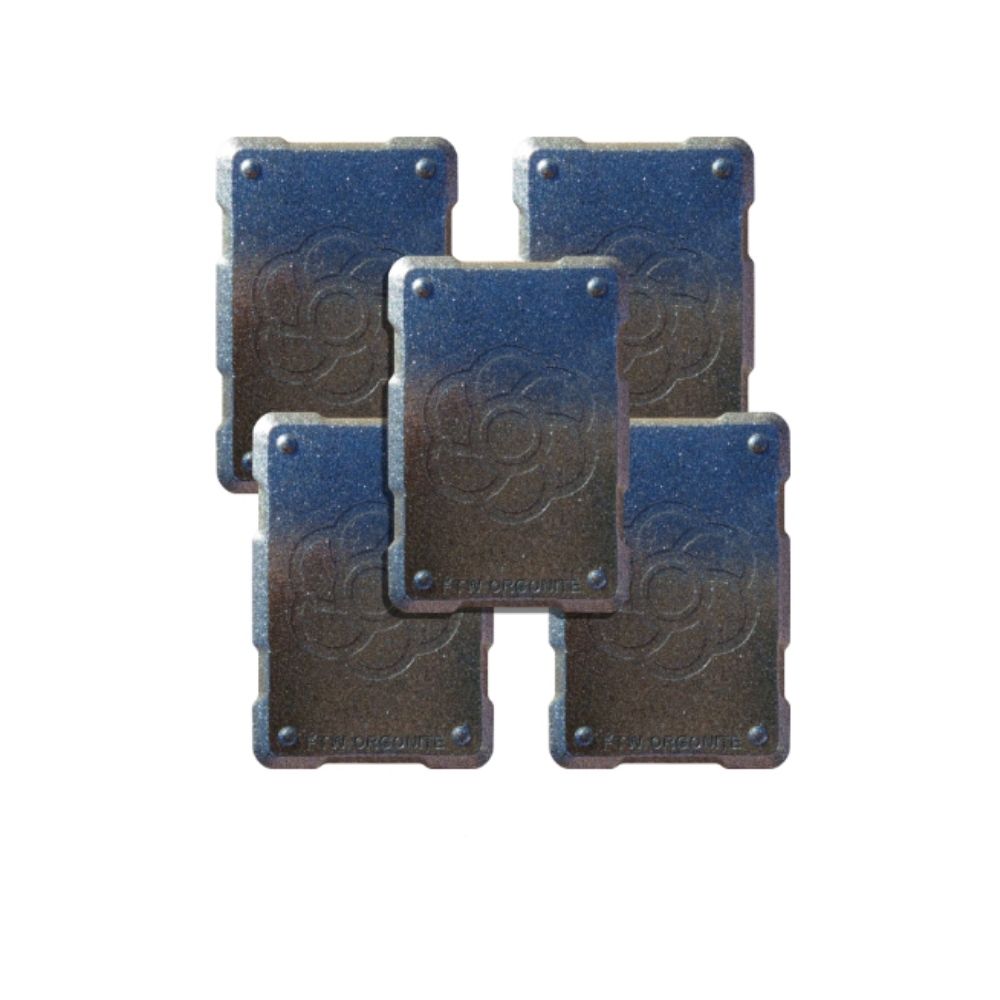 Set of five Harmonic Shields, FTW handcrafted orgonite phone stickers in silver